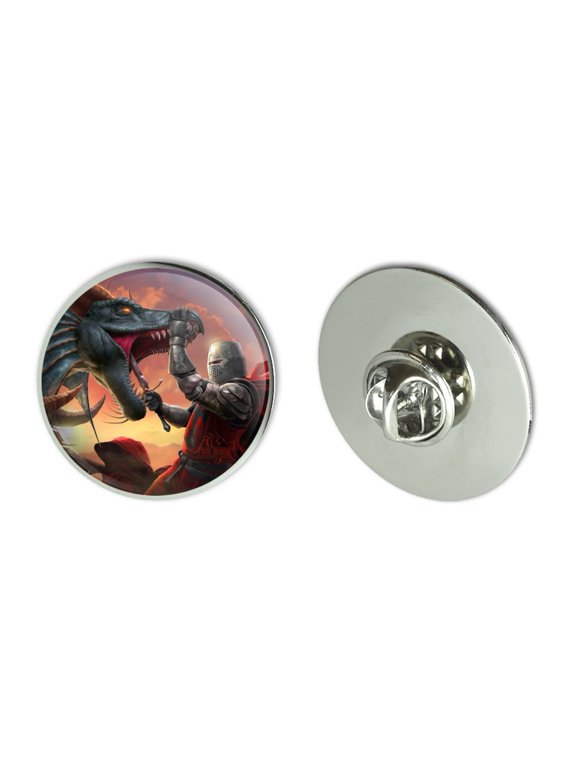 Knight Warrior Dragonslayer Dragon Fantasy Metal 1.1" Tie Tack Hat Lapel Pin Pinback