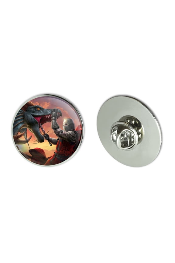Knight Warrior Dragonslayer Dragon Fantasy Metal 1.1" Tie Tack Hat Lapel Pin Pinback