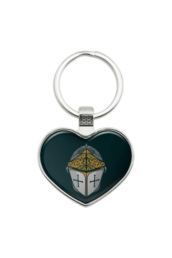 Knight Warrior Helmet Medieval Roses Templar Keychain Heart Love Metal Key Chain Ring