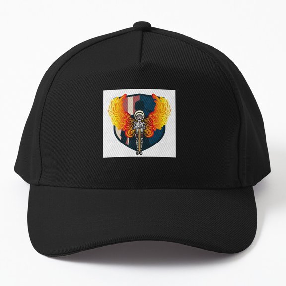 Knight With Flaming Wings Baseball Hat, Bravery and Sacrifice Warrior Design, Classic Cap