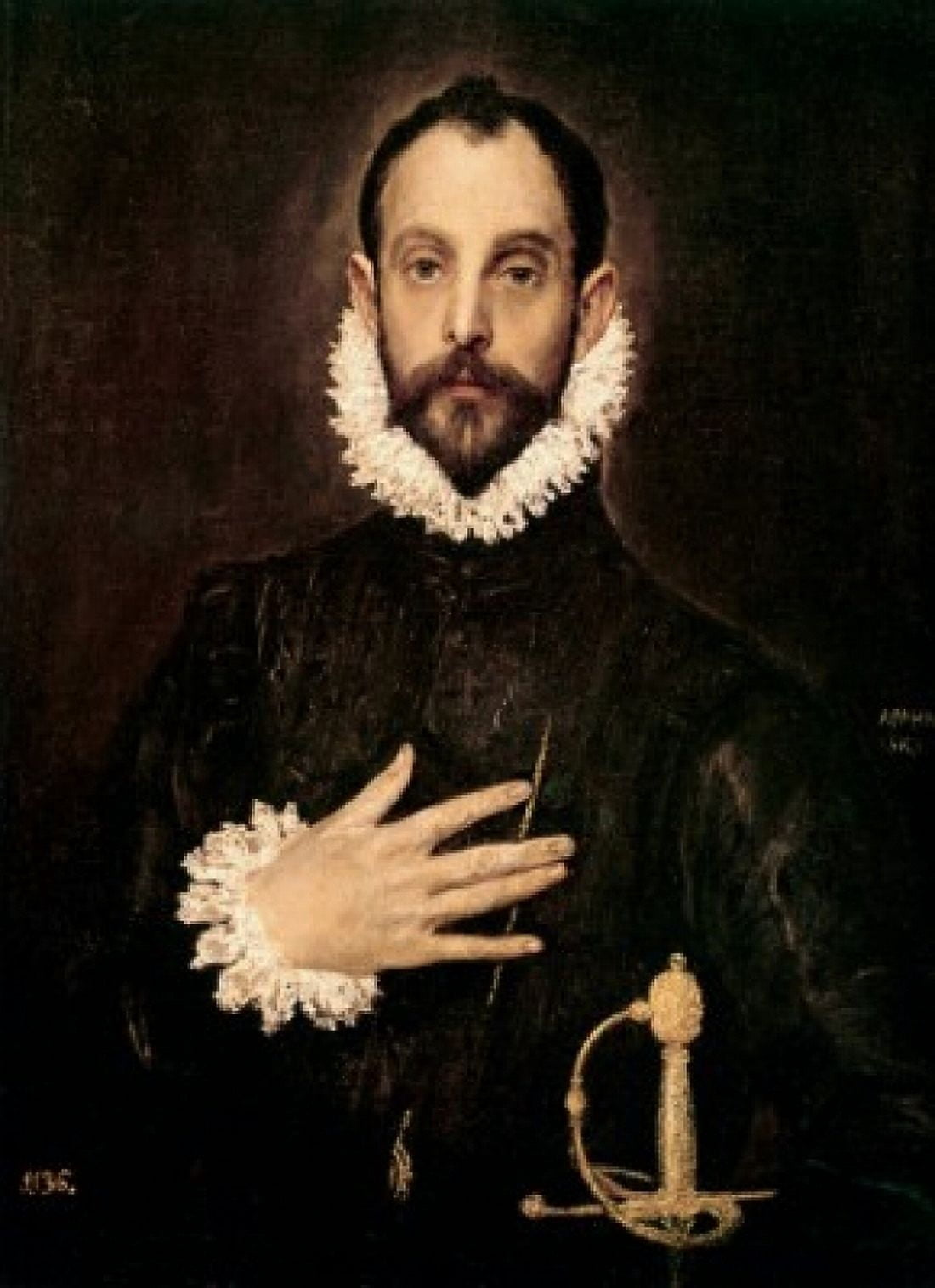 Knight With His Hand On His Breast El Greco (1541-1614 Greek) Canvas Art - El Greco (24 x 36)