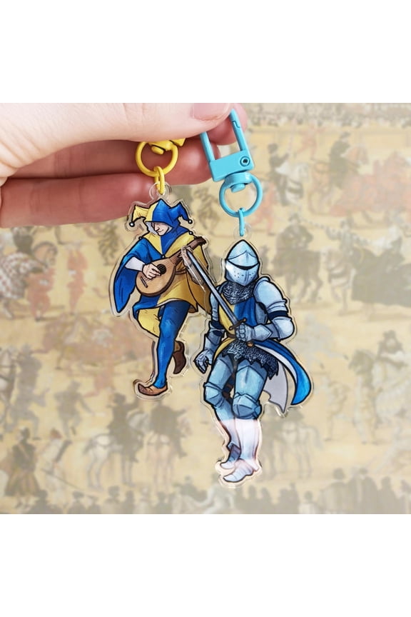 Knight and Jester Acrylic Charms / Medieval Keychains Keychain