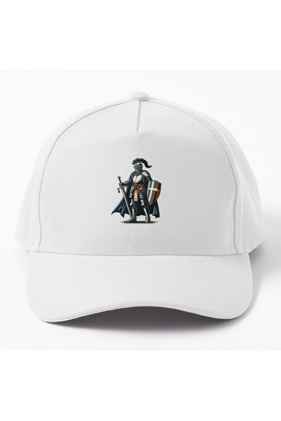 Knight in Full Armor Baseball Cap, Medieval Warrior Character Graphic Design, Classic Hat