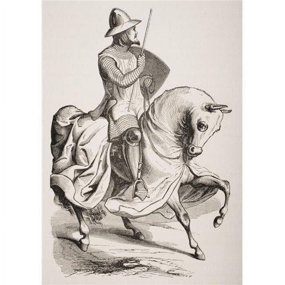 Knight in War Harness After Miniature in 12th Century Psalter Poster Print, Large - 24 x 34