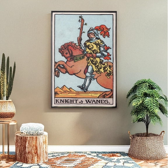 Knight of Wands Tarot Card Poster Wall Art Reproduction Bohemian Print, Unframed Paper Poster 8x10in