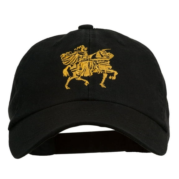 Knight on Horseback Embroidered Washed Cap - Black OSFM