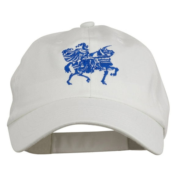 Knight on Horseback Embroidered Washed Cap - White OSFM