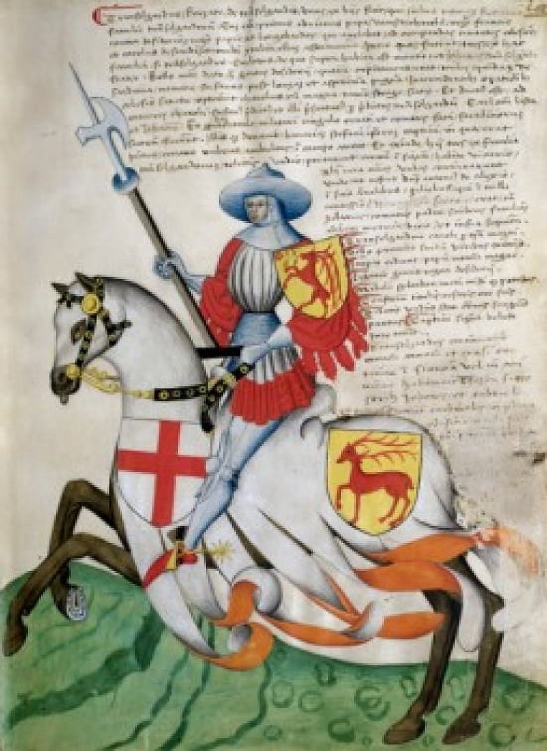 Knight with Spear and Yellow Flags Capodilista Codex Manuscripts Civic Library of Padua Canvas Art - (18 x 24)