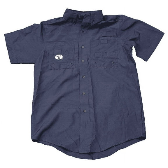 Knights Apparel NCAA Short-Sleeve River Shirt BYU (Navy, Small)