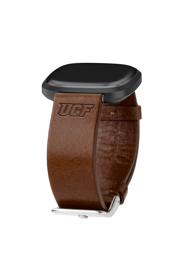 Knights Premium Leather Unisex Watch Band for FitBit Versa 3 and Sense (Long Brown) by Affinity Bands