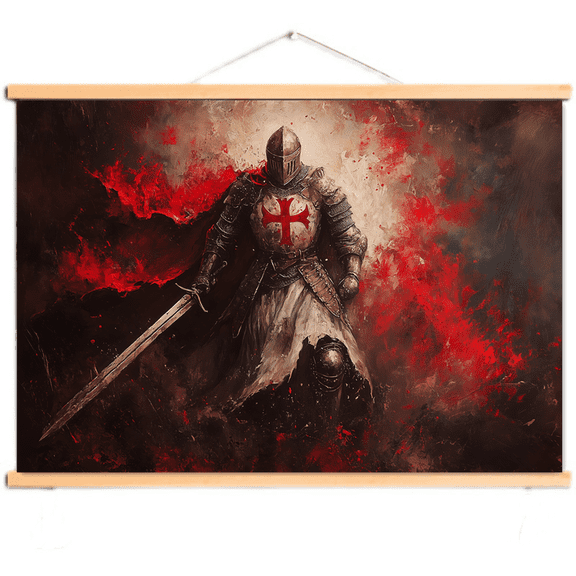 Knights Templar Armor Warrior Printed Poster Simple Wall Art for Gift Home Wall Hanging Decor - Nordic Canvas Wood Scroll Painting Wall Banner 8,Multicolor,40X30 CM
