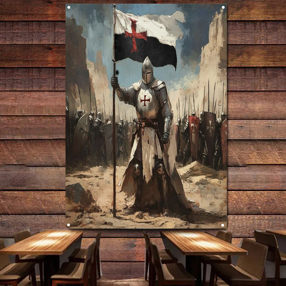Knights Templar Battle Flag Wall Art Decorative Banner Wall Chart ...