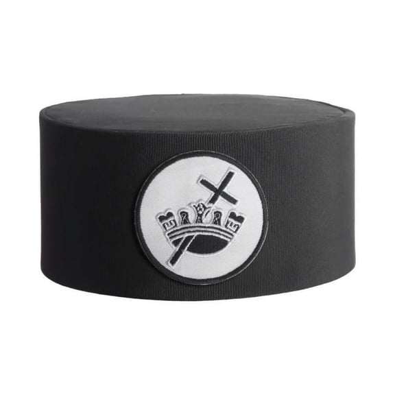 Knights Templar Commandery Masonic Crown Cap - Black Rayon with White Patch,