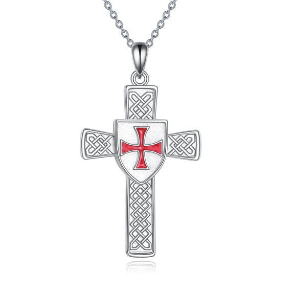 Knights Templar Cross Pendant Necklace 925 Sterling Silver Vintage Crusader Holy Knight maltese cross Jewellery for Men