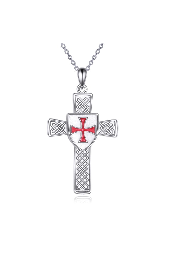 Knights Templar Cross Pendant Necklace 925 Sterling Silver Vintage Crusader Holy Knight maltese cross Jewellery for Men