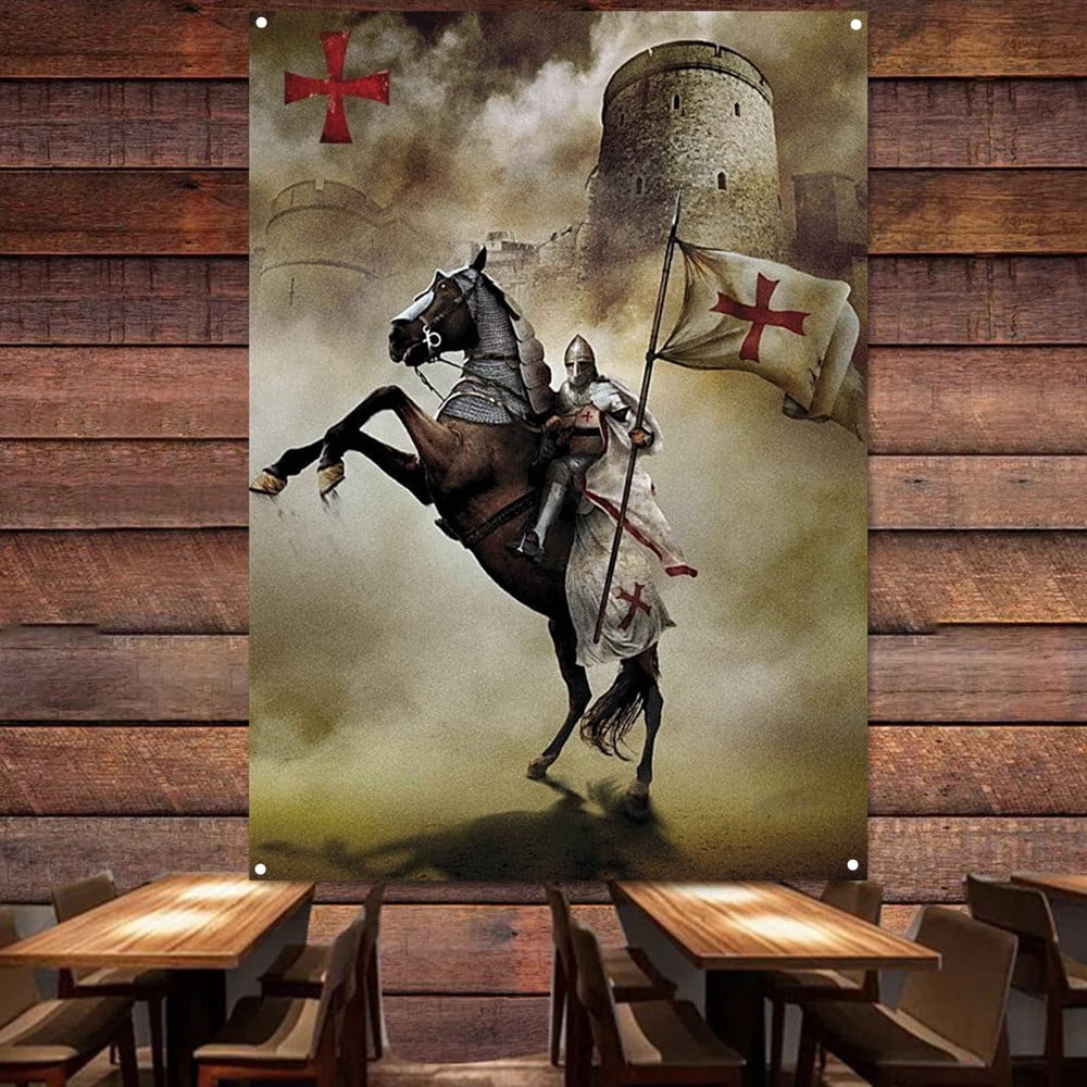 Knights Templar Flag Wall Art Posters and Canvas Prints Vintage ...