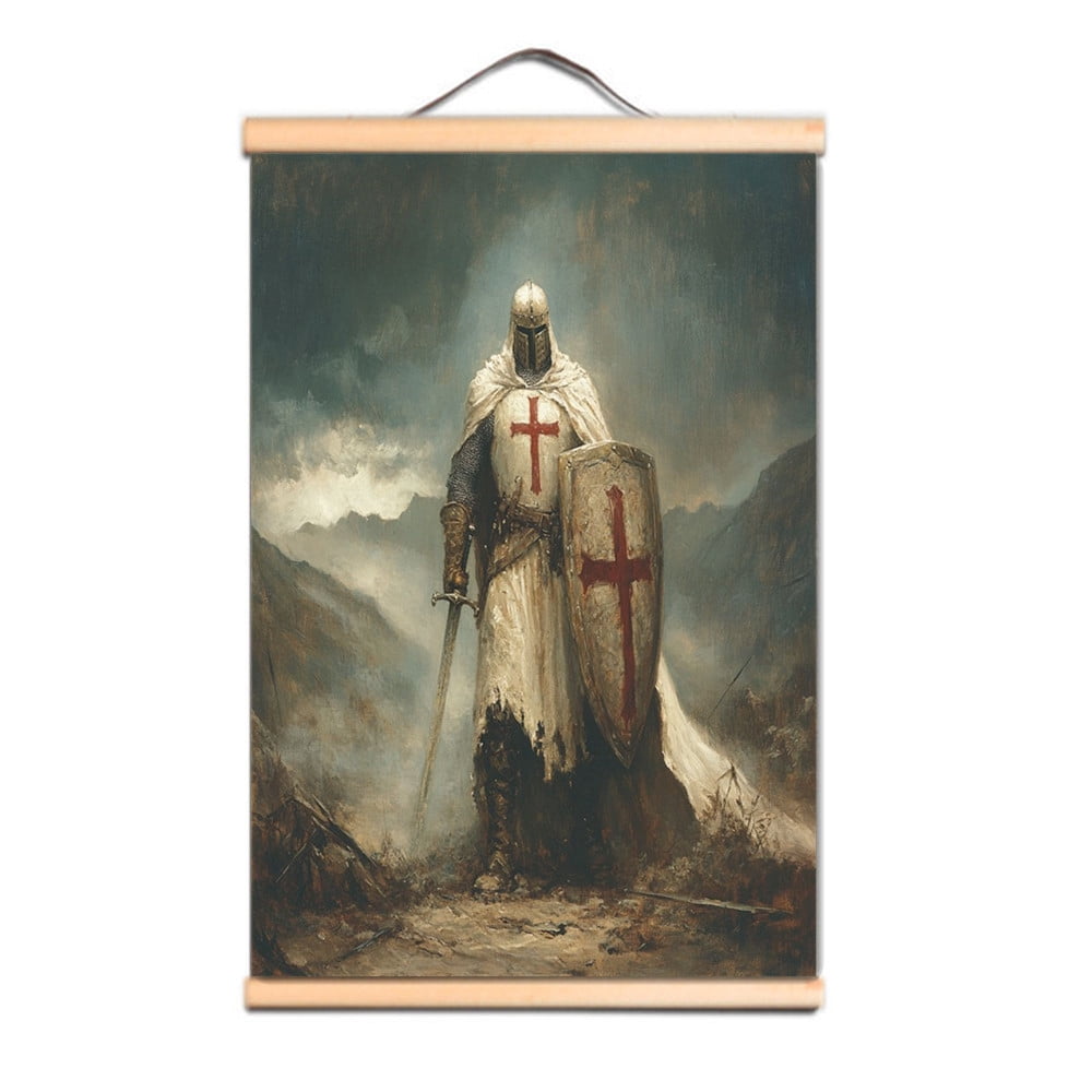 Knights Templar Flag Wall Art Posters and Prints Vintage Crusader Armor ...
