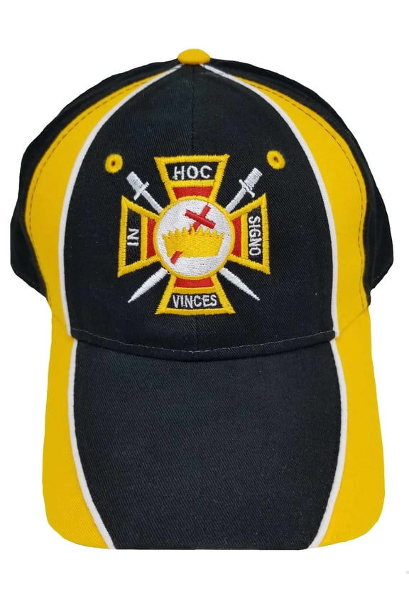 Knights Templar Hat Black Baseball Cap IN HOC SIGNO VINCES Mens Adjustable Embroidered