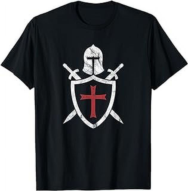 Knights Templar Helmet Cross and Sword Medieval Crusader T-Shirt ...