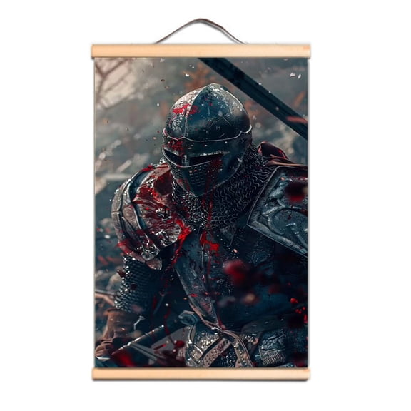 Knights Templar Posters and Prints - Vintage Medieval Crusader Warrior Scroll Painting Wall Hanging Flag - Elegant Wall Art for Christian Home Decor 3,Multicolor,11.8X17.7 inches