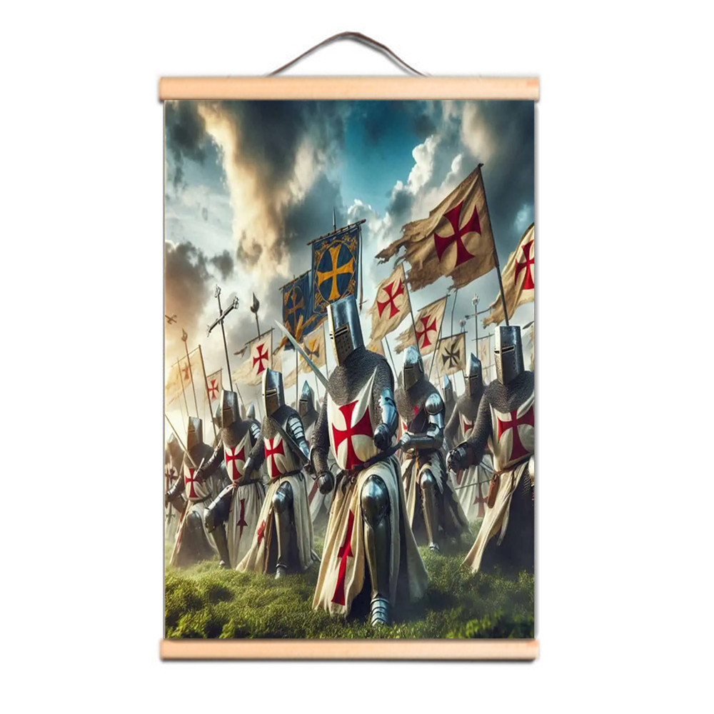 Knights Templar Tapestry Wall Hanging Flag Medieval Warrior Crusaders ...