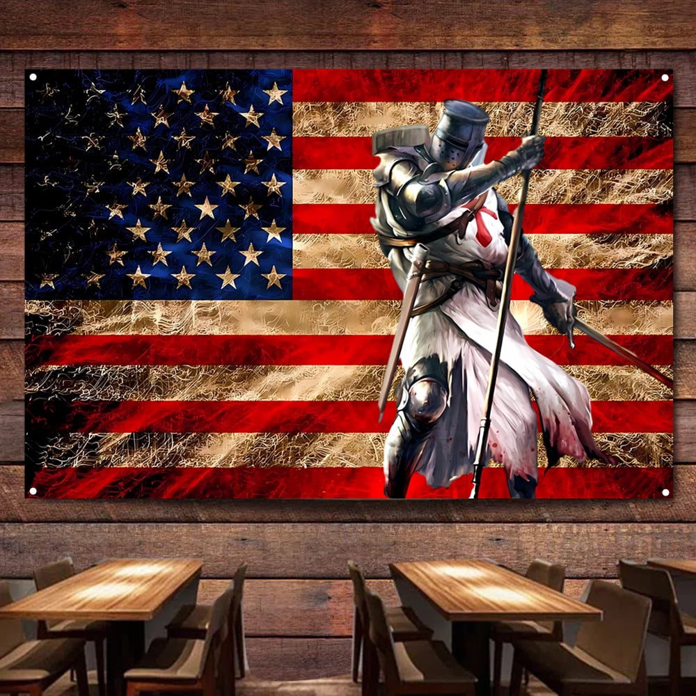 Knights Templar Vintage American Flag 38" x 57" Wall Art Poster ...