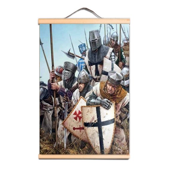 Knights Templar Wall Chart - Vintage Wall Art Poster for Christ History Aficionados - Crusader Armor Warrior Scroll Painting 3,Multicolor,15.7X23.6 inches