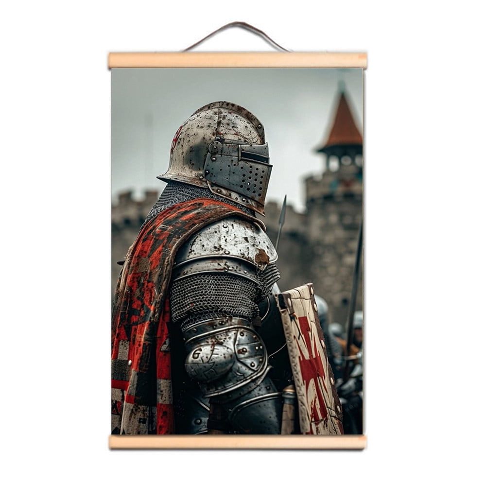 Knights Templar Wall Hanging Banner Vintage Painting Farmhouse Home ...