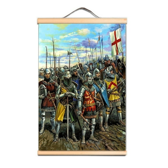 Knights Templar Wall Hanging Flag Vintage Crusades Armor Warrior Wall Art Posters Canvas Scroll Painting For Room Office Decor 3,Multicolor,11.8X17.7 inches