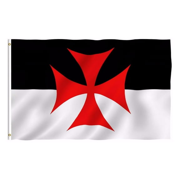 Knights of Templar Masonic 3x5 Polyester Flag Black & White Background Red Cross