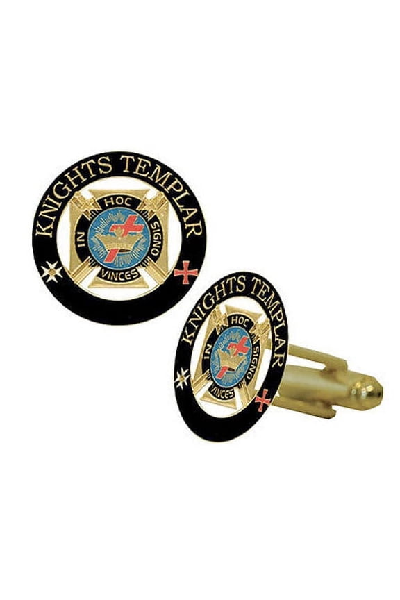 Knights of Templar Masonic Cufflinks - Gold tone w/ color Freemasons Symbol