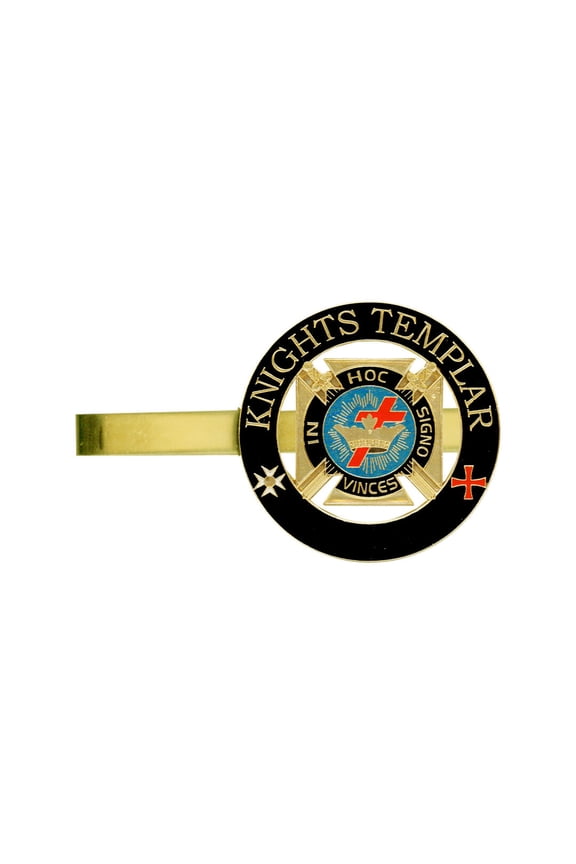 Knights of Templar - Tie Bar / Tie Clip Free Masons w/ color In Hoc Signo Vinces