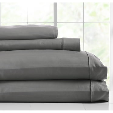 Knightsbridge 600 Thread Count Jacquard Herringbone Sheet - 4 Piece Set - Queen, Gray