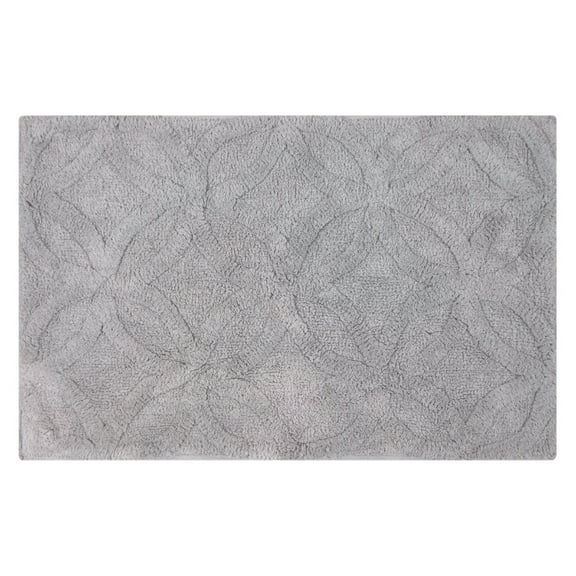 Knightsbridge Arch Bath Rug Cotton Non Skid Back - 17x24", Silver