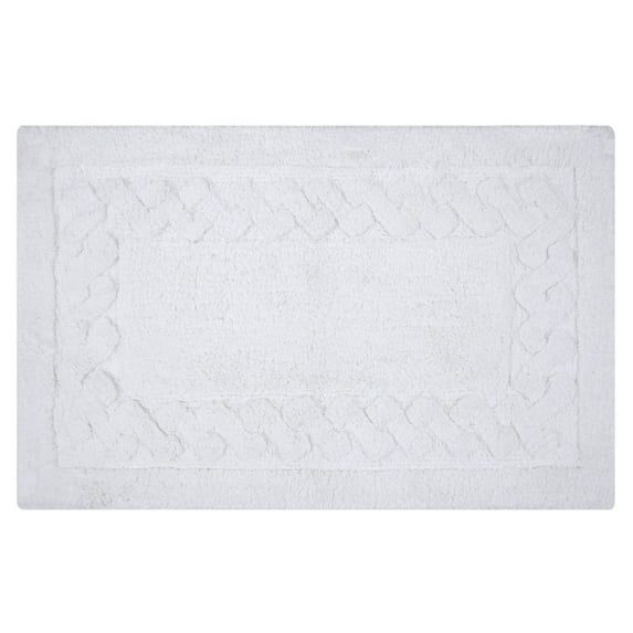 Knightsbridge Chain Bath Rug Cotton Non Skid Back - 17x24", White