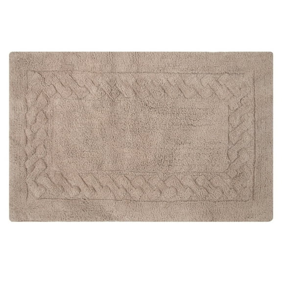 Knightsbridge Chain Bath Rug Cotton Non Skid Back - 20x30", Stone