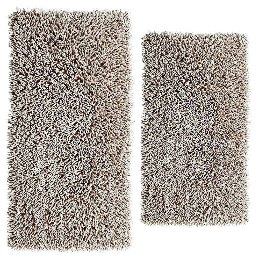 Knightsbridge Chenille Shaggy 220 GSF Non Skid Back Bath Rug Set 2