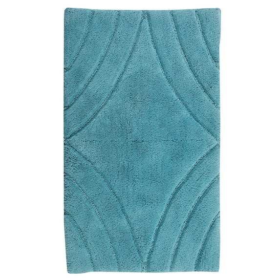 Knightsbridge Diamond 220 GSF Non Skid Back Bath Rug 24 x 40 - Aqua