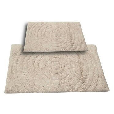 Knightsbridge Echo 220 GSF Non Skid Back Bath Rug Set - 2- Piece - 17x24 and 21x34", Ivory