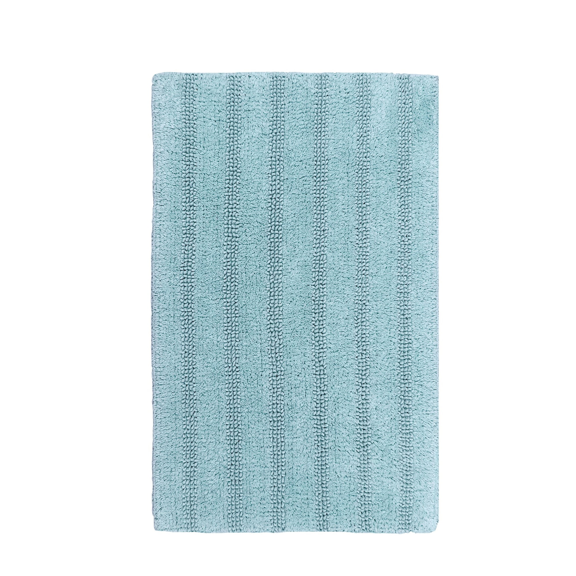 Linear Light Blue Cotton Reversible Bath Rug 20 x 30