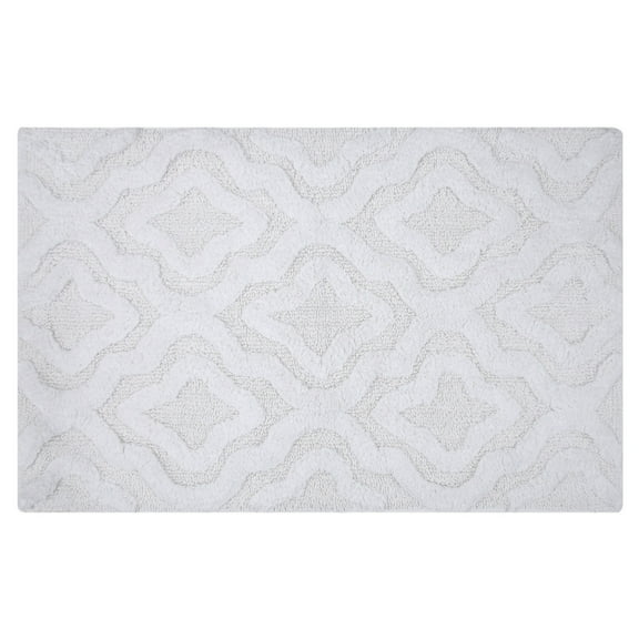 Knightsbridge Link Bath Rug Cotton Non Skid Back - 17x24", White