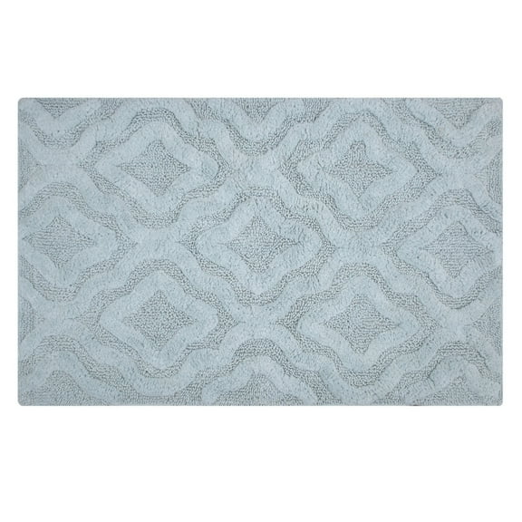 Knightsbridge Link Bath Rug Cotton Non Skid Back - 24x40", Light Blue