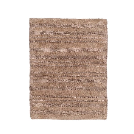 Knightsbridge Luscious Textured Striped All Season Soft Plush Cotton Reversible & Soft Bath Rug 24" X 40" Natural