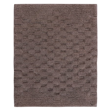 Knightsbridge Luxurious Block Pattern High Quality Year Round Cotton With Non-Skid Back Bath Rug 20" X 30" Stone