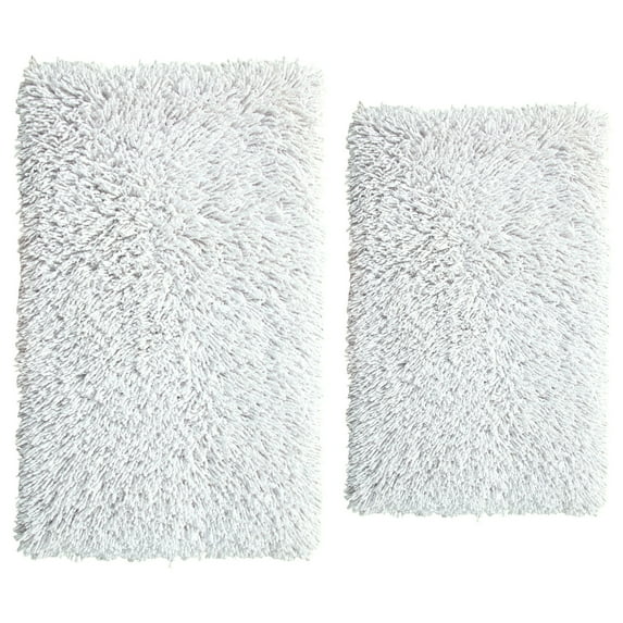 Knightsbridge Melbourne 220 GSF Non Skid Back Bath Rug Set - 2- Piece - 17x24 and 21x34", White
