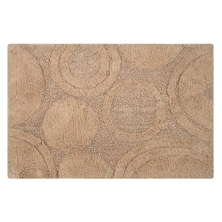 Knightsbridge Orbit Bath Rug Cotton Non Skid Back - 20x30", Natural