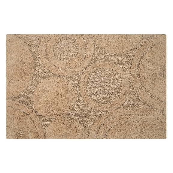 Knightsbridge Orbit Bath Rug Cotton Non Skid Back - 20x30", Natural