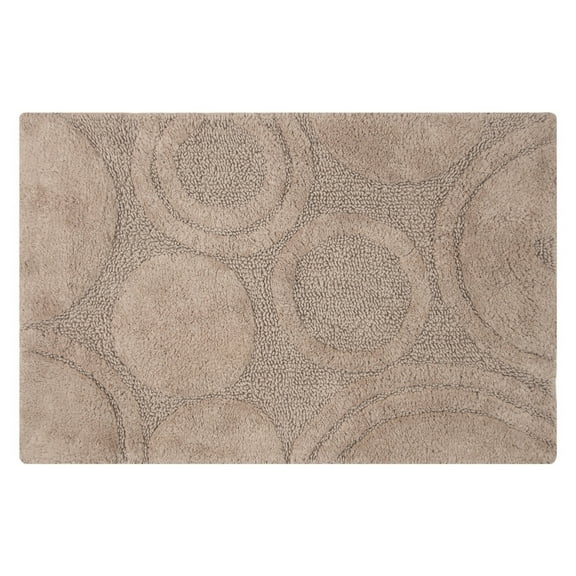 Knightsbridge Orbit Bath Rug Cotton Non Skid Back - 20x30", Stone