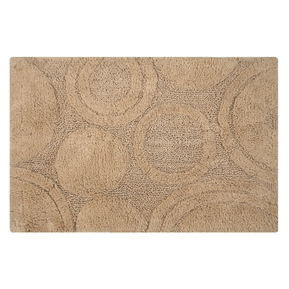 Knightsbridge Orbit Bath Rug Cotton Non Skid Back - 21x34", Natural