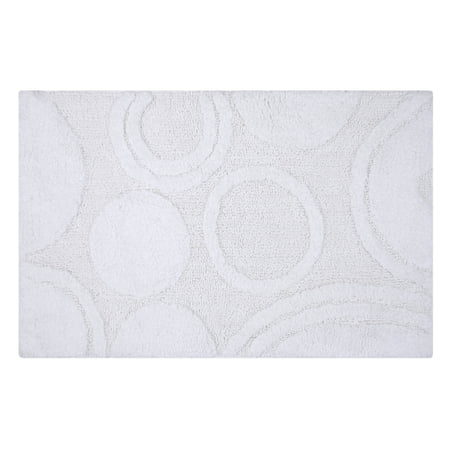 Knightsbridge Orbit Bath Rug Cotton Non Skid Back - 21x34", White
